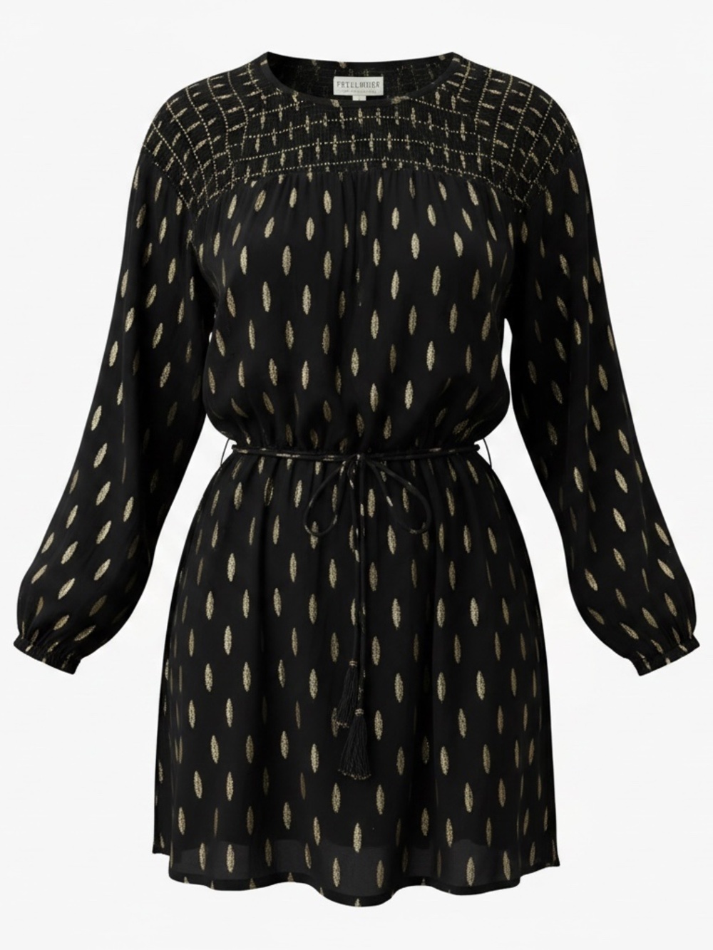 Idyllwind Jolly Metallic Clip Dot Tie Waist Dress Black Medium NWOT